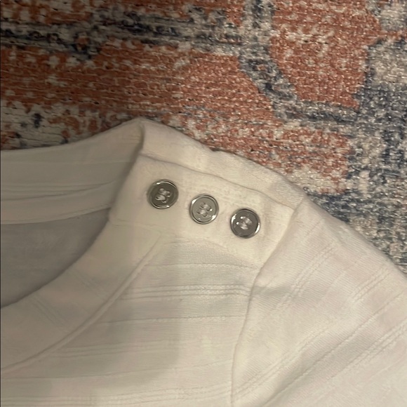 NWT: Talbots White Ribbed Fitted Short Sleeve Tee (size S) - Picture 3 of 7